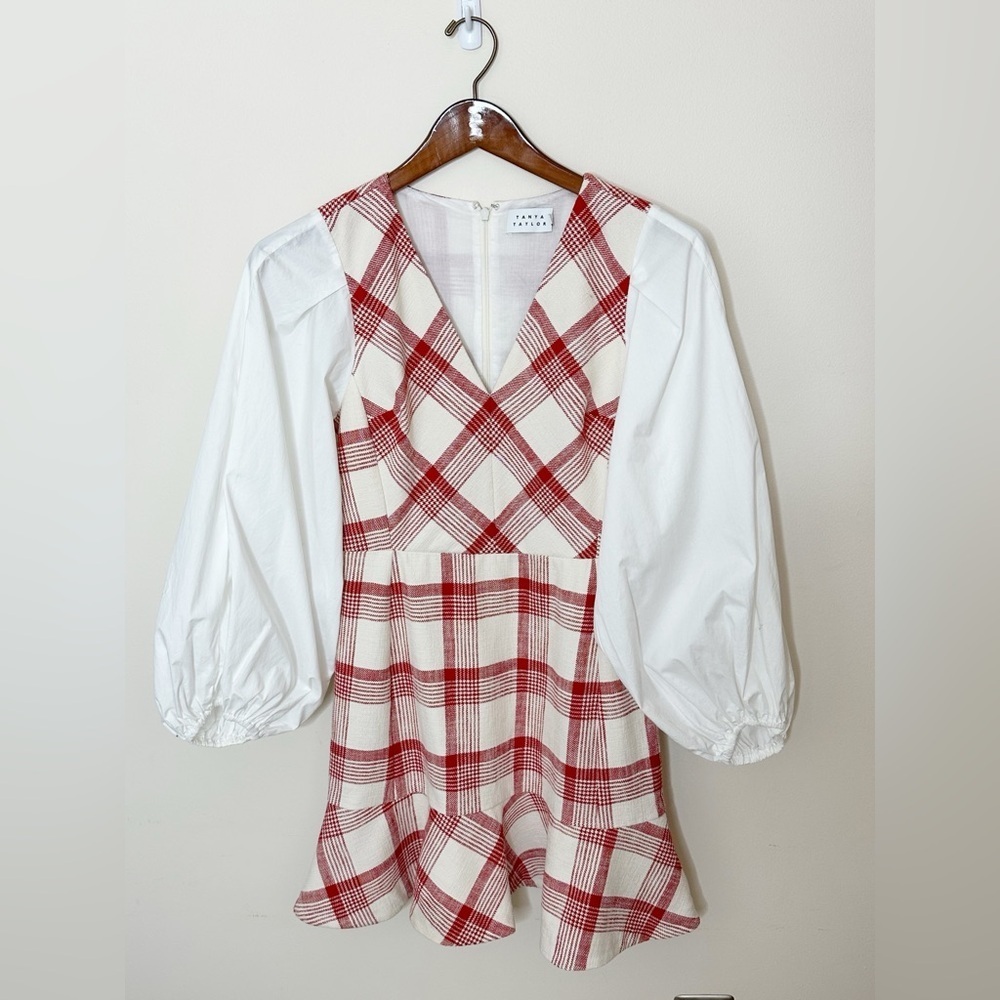Tanya Taylor Gemma Dress Plaid w Flounce hem & Blouson sleeve - size 6 - NWT - Picture 16 of 16